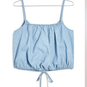 Madewell Chambray Bubble Crop Top